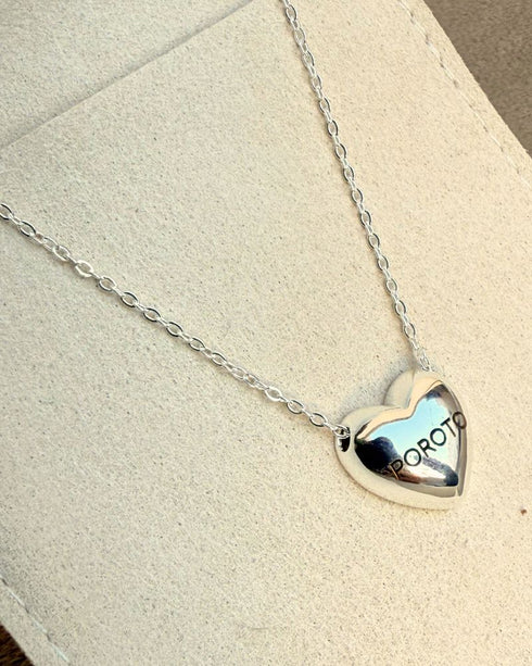 Cadena Corazón Acero Blanco